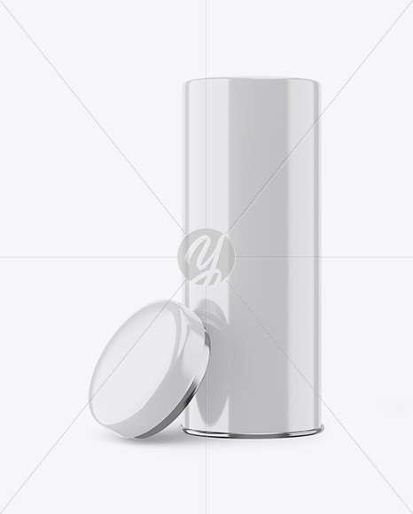 Opened Glossy Storage Jar Mockup - Front View