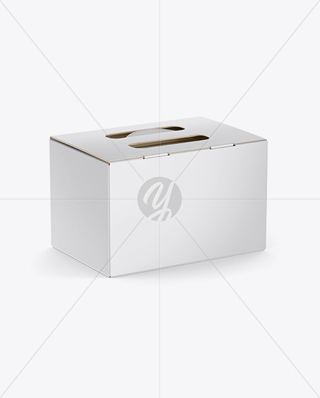 Glossy Paper Box Mockup - Half Side View (High-Angle Shot)