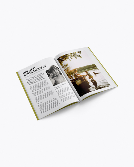 Opened Magazine Mockup - Half Side View - Magazine page mockup