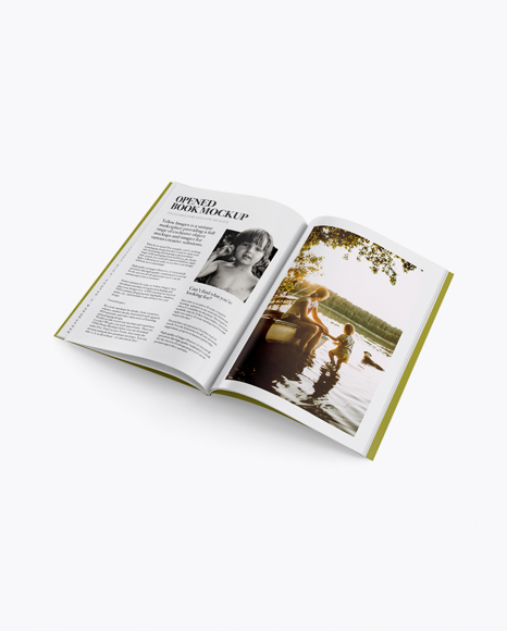 Opened Magazine Mockup - Half Side View - Magazine page mockup