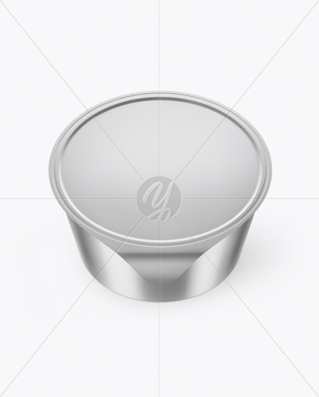 Metallic Yogurt Cup Mockup (High-Angle Shot)