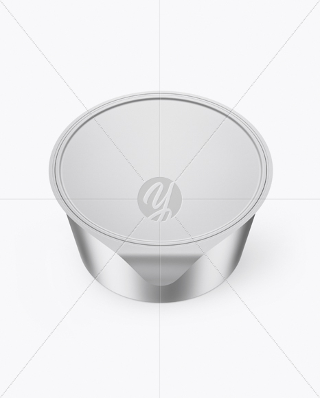 Matte Metallic Yogurt Cup Mockup (High-Angle Shot)