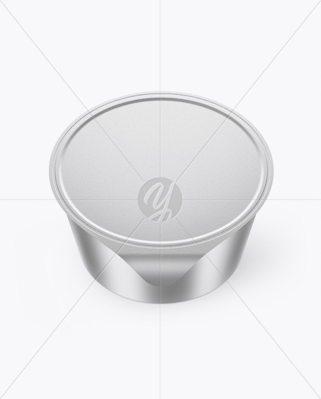 Textured Metallic Yogurt Cup Mockup (High-Angle Shot)