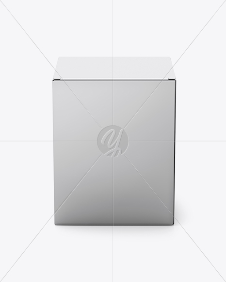 Metallic Box Mockup - Front View (High-Angle Shot)