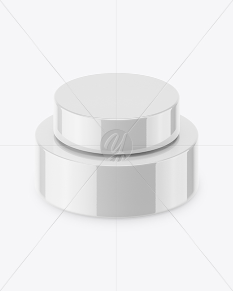 50ml Glossy Plastic Cosmetic Jar Mockup (High-Angle Shot)