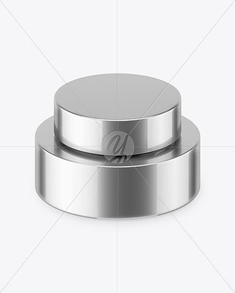 50ml Metallic Cosmetic Jar Mockup (High-Angle Shot)