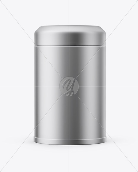 Matte Metallic Tin Can Mockup - Front View