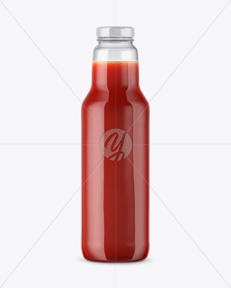 Clear Glass Bottle with Tomato Juice Mockup