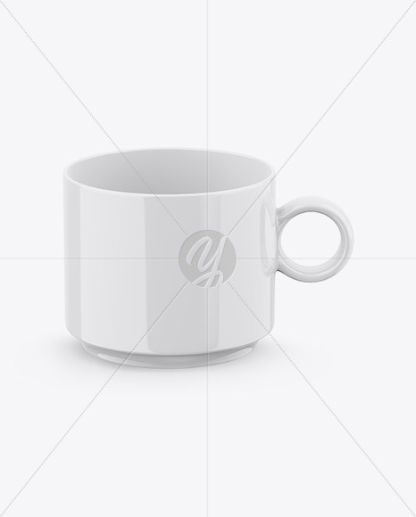Glossy Coffee Cup Mockup - Front View (High Angle Shot)