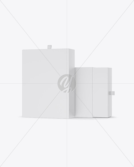Two Matte Boxes Mockup W/ Label - Half Side View