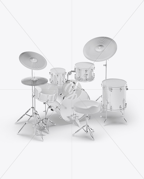 Drum Kit Mockup - Back Half Side View (High-Angle Shot)