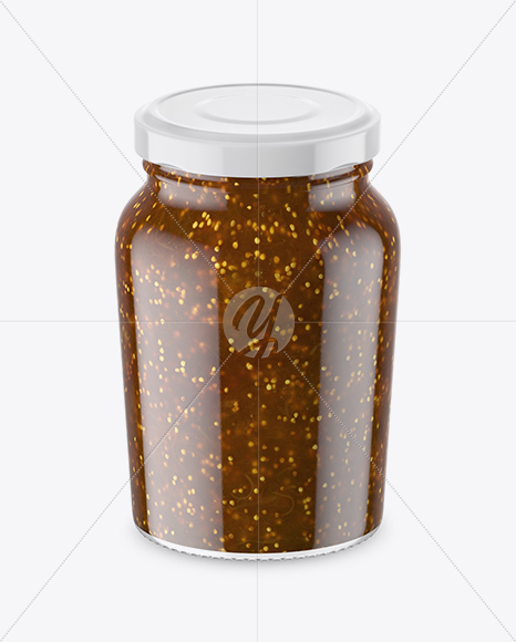 Clear Glass Jar with Fig Jam Mockup - High-Angle Shot Clear Glass Jar with Fig Jam Mockup - High-Angle Shot