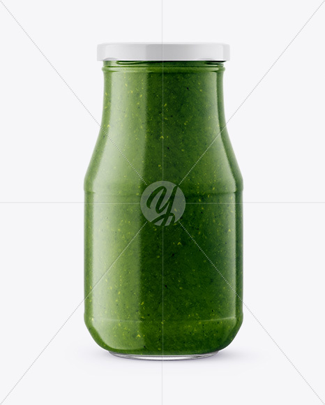 Glass Jar with Pesto Sauce Mockup