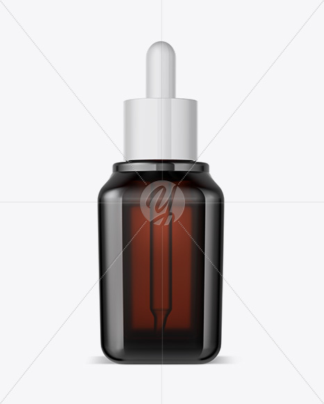 Square Amber Glass Bottle w/ Dropper Mockup