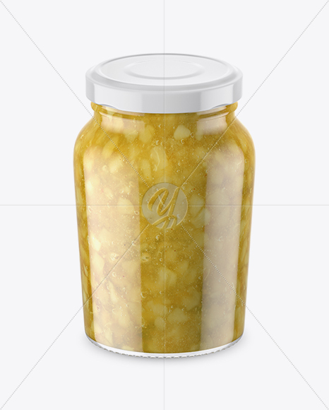 Clear Glass Jar with Pear Jam Mockup - High-Angle Shot Clear Glass Jar with Pear Jam Mockup - High-Angle Shot