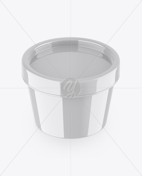 Glossy Container Mockup - Front View (High-Angle Shot)