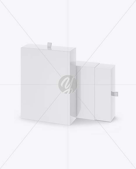 Two Glossy Boxes W/ Label Mockup - Half Side View (High-Angle Shot)