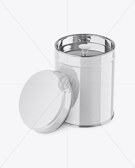 Opened Glossy Tin Box Mockup - High-Angle Shot