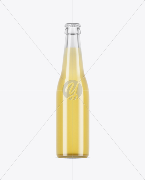 Clear Glass Bottle With Cider Beer Mockup