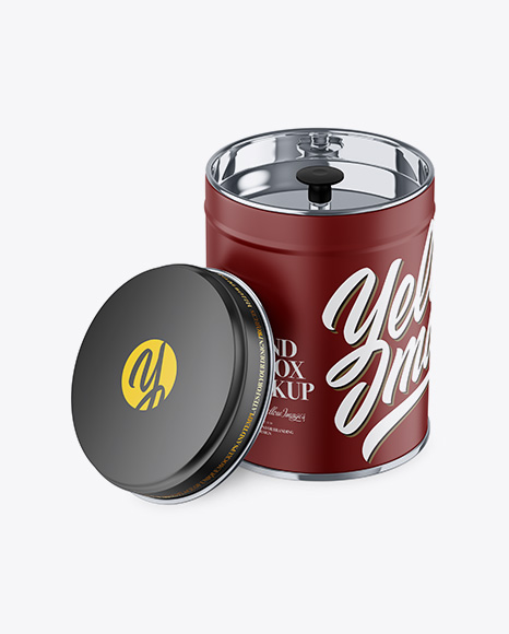 Opened Matte Tin Box Mockup - High-Angle Shot