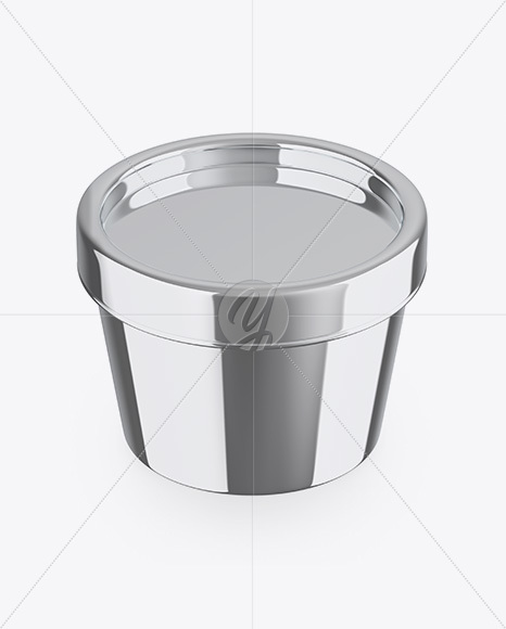 Metallic Container Mockup - Front View (High-Angle Shot)