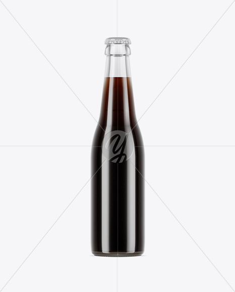 Clear Glass Bottle With Brown Ale Mockup