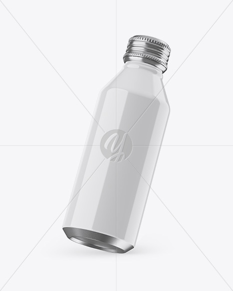 Slanted Metallic Drink Bottle With Glossy Finish Mockup