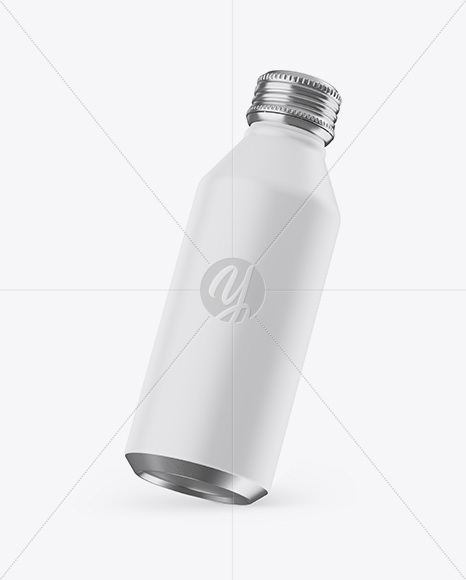 Slanted Metallic Drink Bottle With Matte Finish Mockup