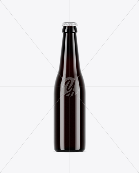 Dark Amber Glass Beer Bottle Mockup