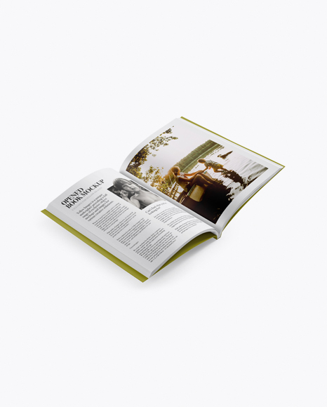 Opened Magazine Mockup - Half Side View - Magazine page mockup