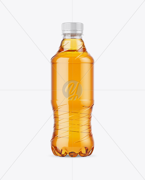 Clear PET Bottle with Apple Juice Mockup