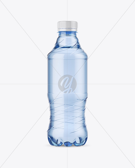 Blue PET Bottle with Water Mockup