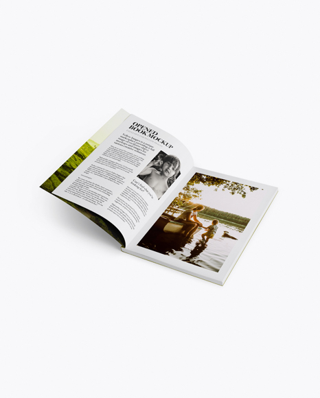 Opened Magazine Mockup - Half Side View