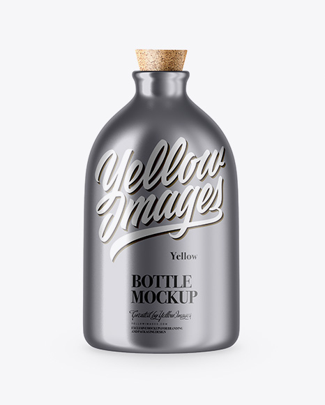 Matte Metallic Bottle With Cork Mockup