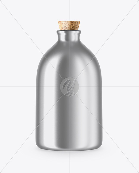 Matte Metallic Bottle With Cork Mockup