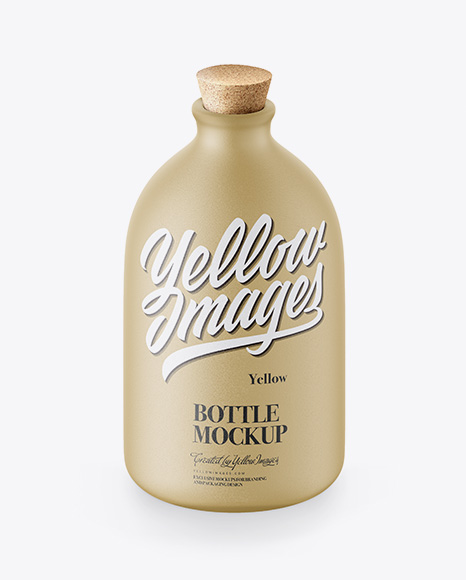 Ceramic Bottle With Cork Mockup - High-Angle Shot