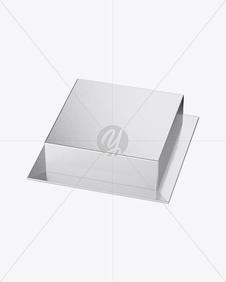 Metallic Cake Box Mockup - Half Side View (High-Angle Shot)