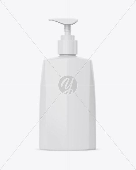 Glossy Cosmetic Bottle with Pump Mockup