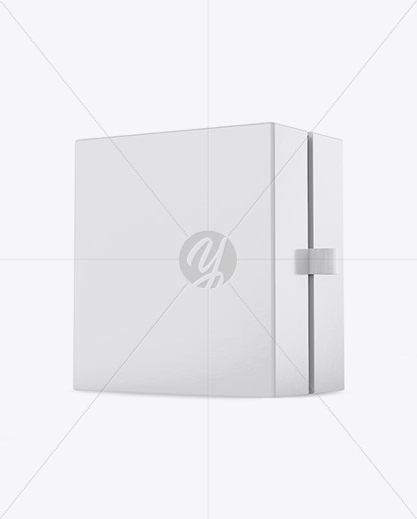 Glossy Gift Box Mockup - Half Side View (Eye-Level Shot)