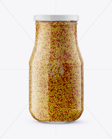 Glass Jar with Wholegrain Mustard Mockup Glass Jar with Wholegrain Mustard Mockup