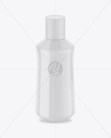 Glossy Plastic Bottle Mockup - Front View (High Angle Shot)