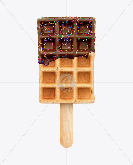 Chocolate Glazed Belgian Waffle With Sprinkles Mockup