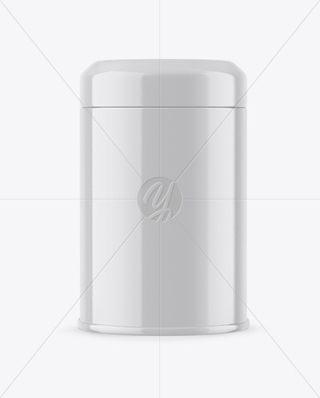 Glossy Tin Can Mockup - Front View