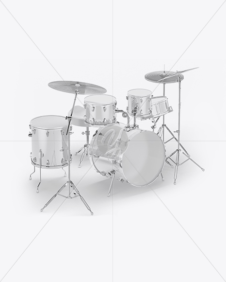 Drum Kit Mockup - Half Side View (High-Angle Shot)