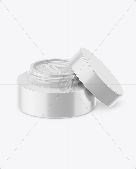 50ml Opened Matte Cream Jar Mockup (High-Angle Shot)