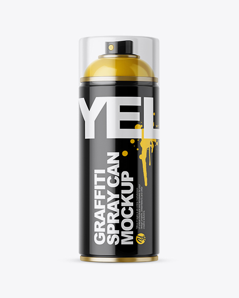 Glossy Spray Can With Transparent Cap Mockup