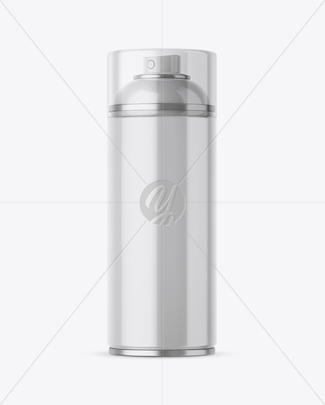 Glossy Spray Can With Transparent Cap Mockup