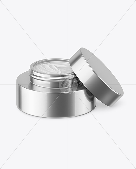 50ml Opened Metallic Cream Jar Mockup (High-Angle Shot)