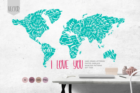 Valentines «I Love You» Vector Photo Overlay Collection - Heart frame