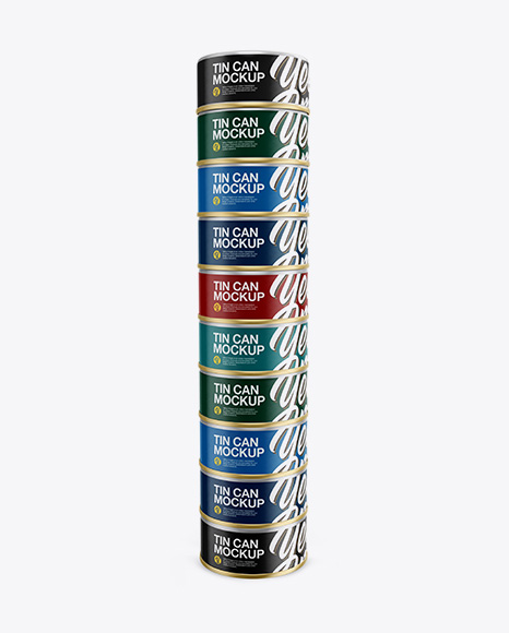 5oz Cans Mockup - Front View - Fish packaging mockup